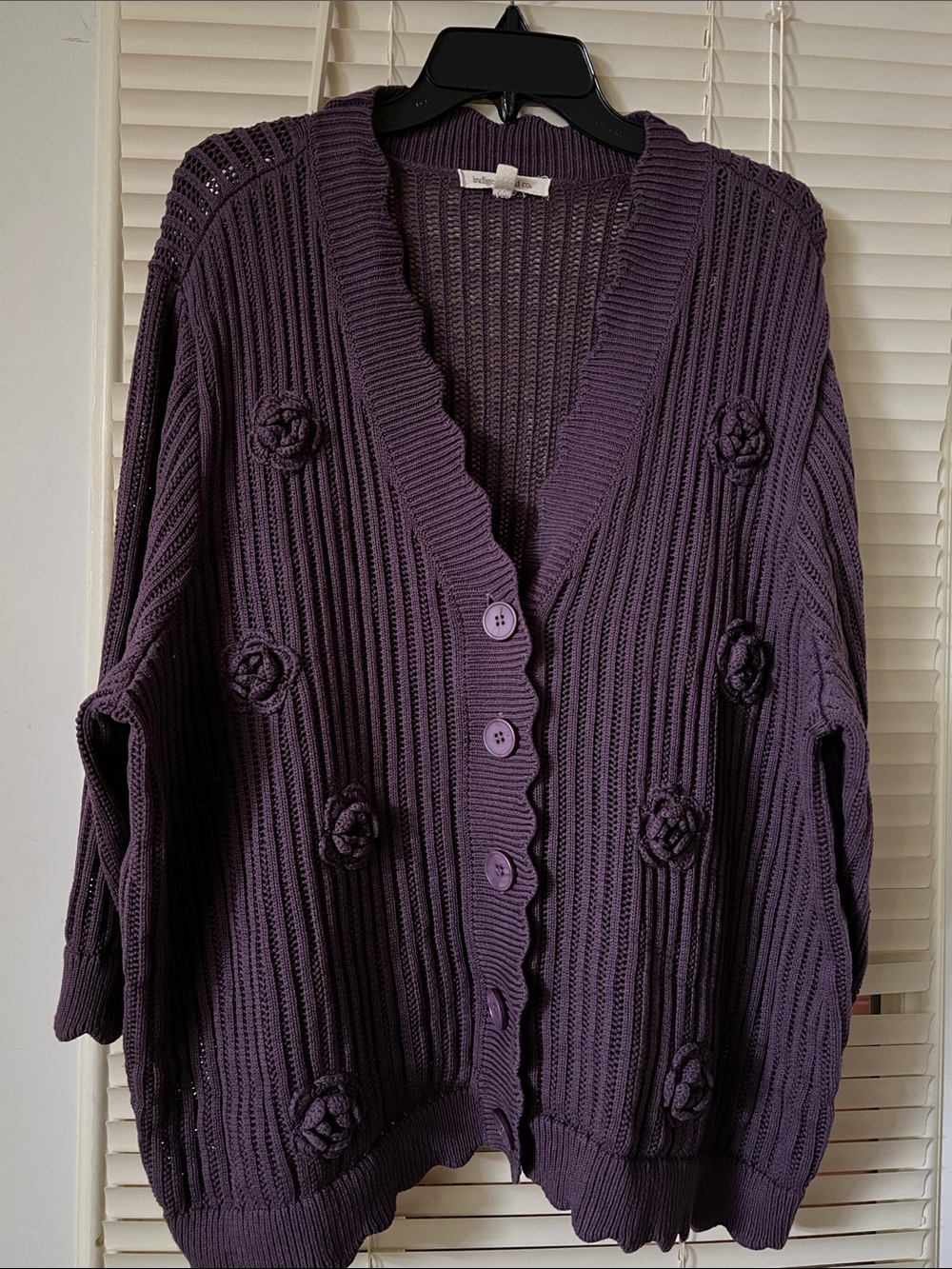 Indigo Thread Co. Purple Women's Button-Front Knit Cardigan Sweater